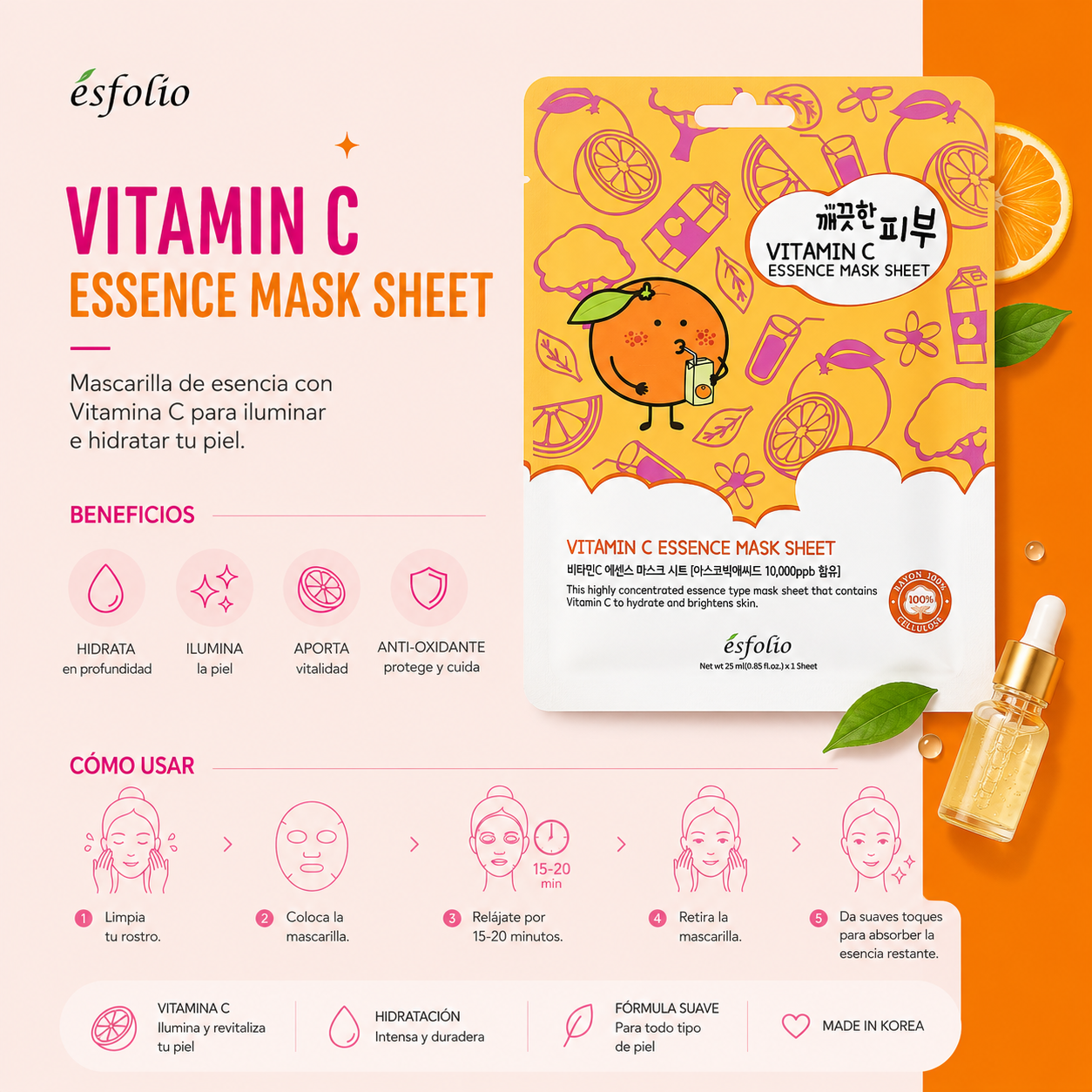 Mascarilla Facial Vitamina C | Esfolío