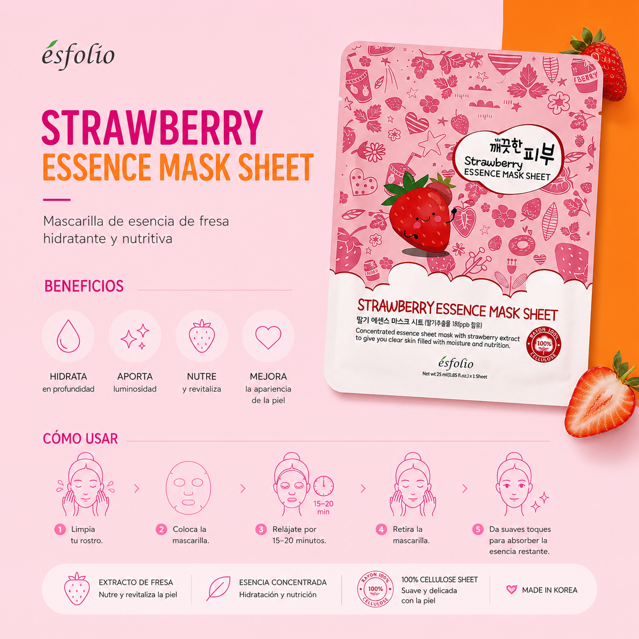 Mascarilla Facial Strawberry | Esfolío