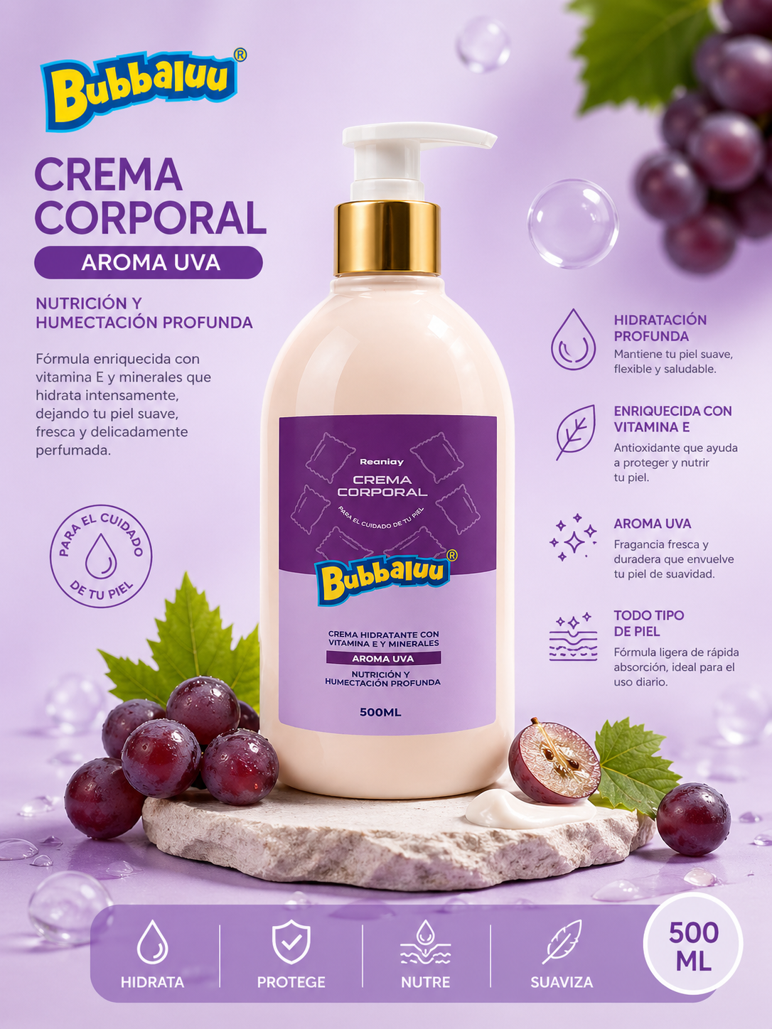 Crema Corporal Uva | Bubbaluu