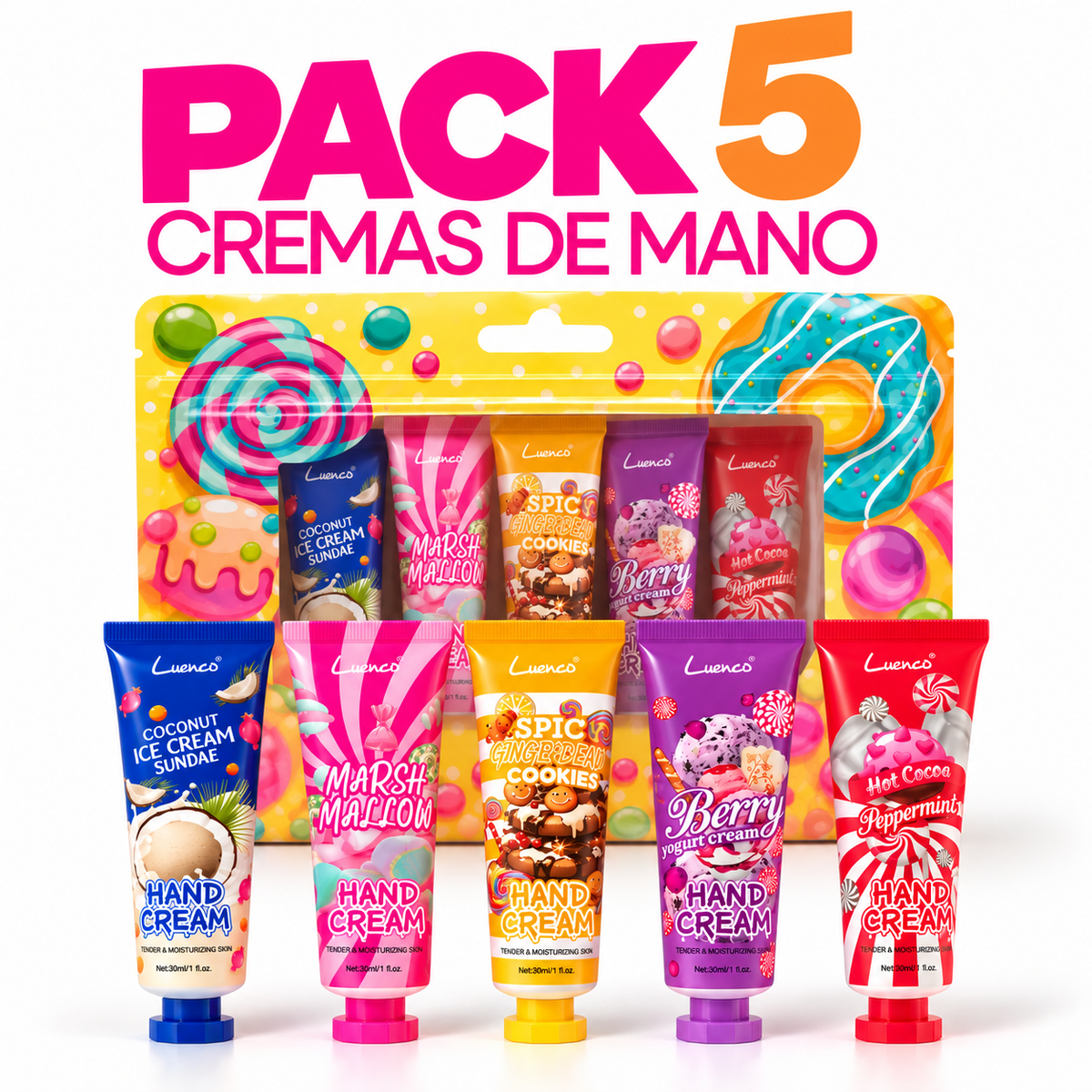 Pack 5 Cremas de mano Postrecitos | Uvalu